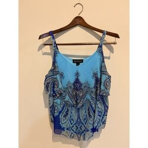 Inc International Concepts Women's XL Tank Stretch Paisley Green Blue